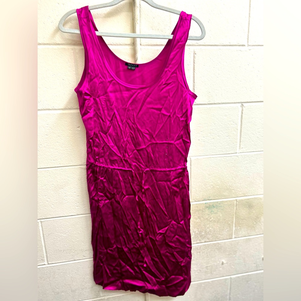 Woman’s hot pink with silver  theory size 12 sleeveless mini dress